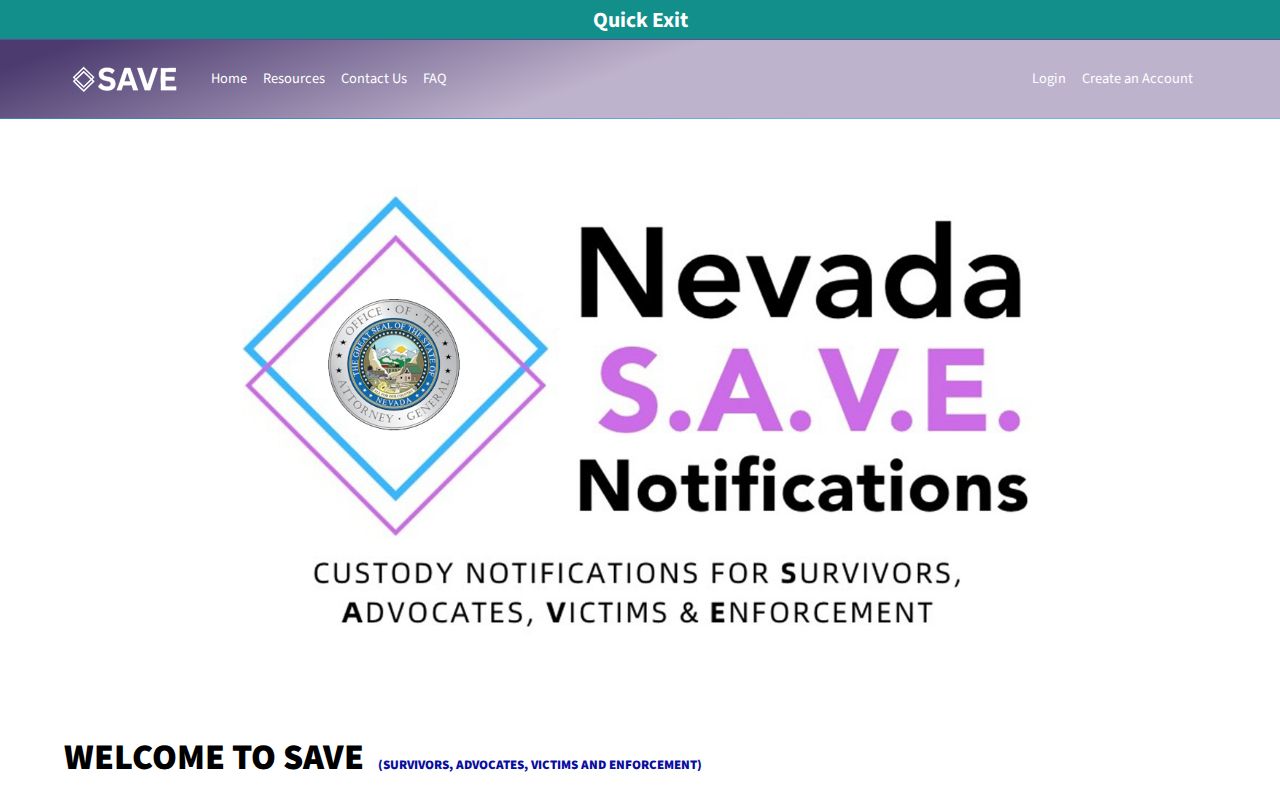 Nevada SAVE official custody search screen