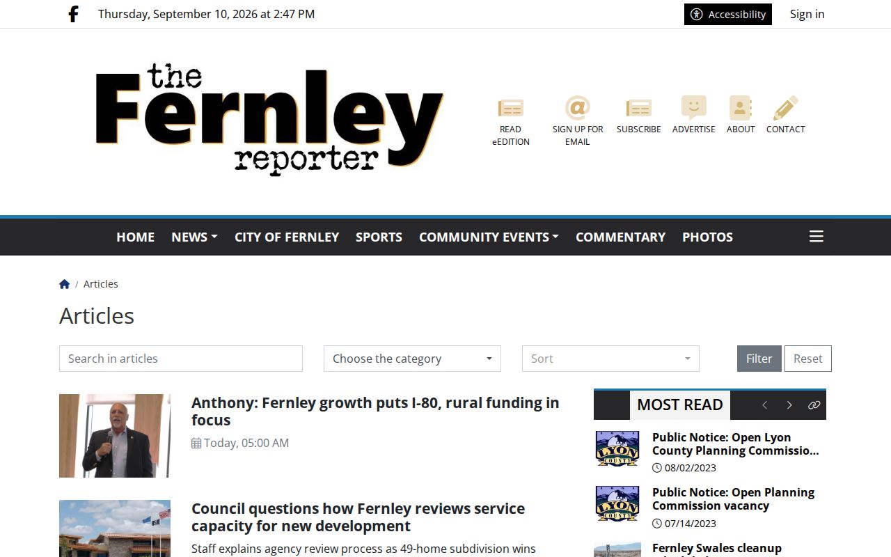 Fernley Reporter article index with recurring Lyon County arrest reports